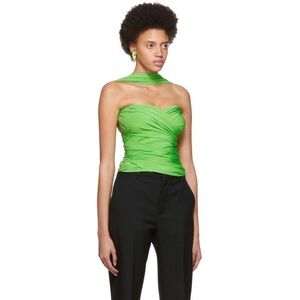 Balenciaga Green Draped Bustier Top